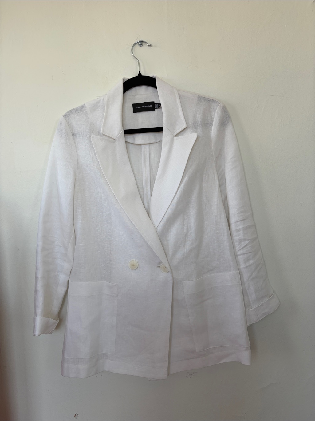 Canadian-Made White Linen Double-Breasted Blazer
